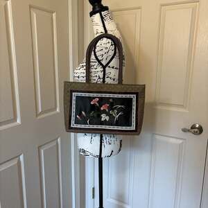 Vintage Chinese Silk Embroidered Tote Bag